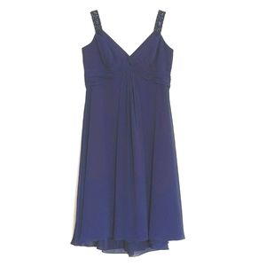 David's Bridal Navy Blue Sleeveless Chiffon Formal Dress Size 12